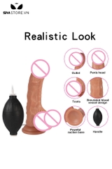 SMT2892 - Dương vật giả bắn tinh silicon mềm dài 24cm bơm tay