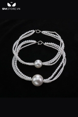 SMT1397 - Ball gag với dây ngọc trai trắng có đường kính 3 và 4cm