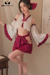 SMS633 - Combo bộ ngủ kimono với áo croptop trễ vai và chân váy
