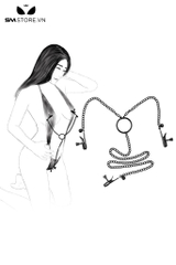 SMT1557 - Kẹp môi âm vật và núm vú kim loại 3 đầu gắn chuông