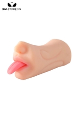 SMT2161 - Âm đạo giả cầm tay 2 đầu miệng thè lưỡi silicon mềm