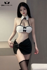 SMS553 - Cosplay thư ký với áo ngực có cổ kèm chân váy cực ngắn