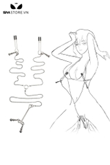 SMT1556 - Kẹp âm vật và núm vú thiết kế 3 đầu gắn 3 chuông