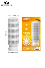 SMT1138 - Cốc thủ dâm silicon màu trắng đục dài 13cm có nhiều hạt nổi