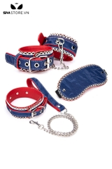 SMT1591 - Set 3 món gồm còng tay, mặt nạ, xích cổ màu xanh