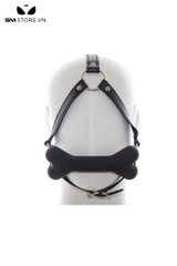 SMT1516 - Bit gag silicon xương chó có dây da PU vòng qua đầu