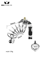 SMT613 - Khóa dương vật inox hình lò xo kèm chìa khóa với 3 size