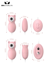 SMT509 - Trứng rung 2 đầu hút điểm G hình con gấu silicon màu hồng