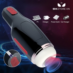 SMT539 - Máy thủ dâm silicon tự động co thắt dài 27cm màu đen