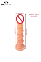 SMT3076 - Dương vật giả xoắn ốc đế hít tường bằng silicon uốn cong