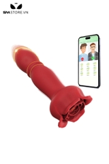 SMT1025 - Anal plug silicon hình hoa hồng với 9 chế độ rung thụt