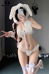 SMS635 - Set bikini cosplay thỏ bông 2 mảnh và đuôi sexy quyến rũ