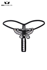 SMS852 - Quần lót đính ngọc trai hình con bướm họa tiết hoa lưới