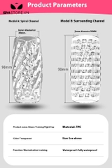 SMT711 - Cốc thủ dâm 2 đầu trong suốt bằng silicon nhiều gai kích thích