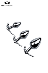 SMT2741 - Đồ chơi hậu môn inox có đế hình người và 3 size