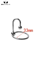 SMT565 - Vòng đeo dương vật inox có móc 2 bi kích thích niệu đạo