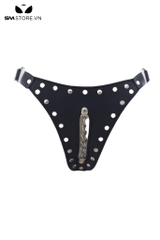 SMT2335 - Đai trinh tiết có dây xích đính đinh tán da PU đính đinh tán