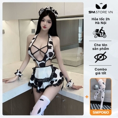 SMS108 - Váy ngủ cosplay bò sữa quyến rũ với váy siêu ngắn gợi cảm