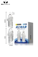 SMT1447 - Bao cao su trắng trong suốt xoắn ốc có bi dài 8 và 9cm