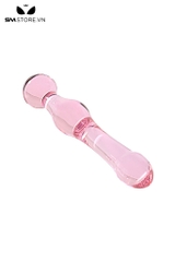 SMT096 - Butt plug thủy tinh màu hồng hình thoi dài 19cm