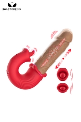 SMT2178 - Dương vật giả 2 đầu rung thịt có lưỡi liếm dài 20.6cm