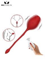 SMT1569 - Trứng rung 2 đầu hình hoa hồng điều khiển mini dài 19cm