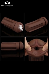 SMT1424 - Cốc thủ dâm âm đạo nâu chất liệu silicon dẻo dài 19.8cm