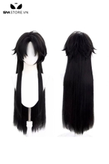 SMP157 - Tóc giả đen hóa trang anime Genshin Impact dài 85cm