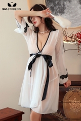 SMS700 - Đồ ngủ kimono trong suốt kèm quần lót lọt khe quyến rũ