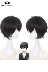 SMP156 - Tóc giả anime ngắn hóa trang hơi cong dài 30cm màu đen