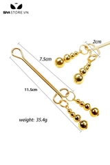 SMT1753 - Kẹp núm vú bằng kim loại mix 4 hạt bi tròn dài 11.5cm