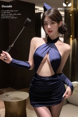 SMS655 - Váy ngủ quấn chéo hở lưng cosplay tiếp viên gợi cảm