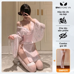 SMS702 - Combo kimono với áo choàng và đồ lót 2 mảnh buộc dây