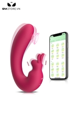 SMT2477 - Máy rung 2 đầu tai thỏ silicon có 9 chế độ sạc điện dài 14cm