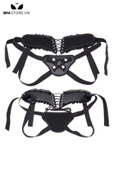 SMT1615 - Dây đai đeo dương vật có dây buộc phối viền ren hoa