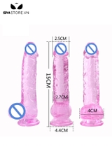 SMT404 - Dương vật giả trong suốt mini silicon mềm có bìu dài 15cm