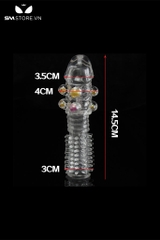 SMT447 - Bao cao su bi có gai chất liệu silicon màu trắng dài 14.5cm