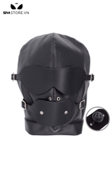 SMT2843 - Ball gag có mặt nạ da PU trùm kín đầu dài 33cm