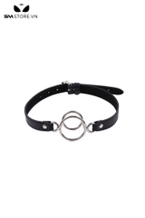 SMT589 - Ring gag da PU 2 vòng kim loại dài 60cm đường kính 4cm