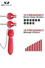 SMT1165 - Kẹp núm vú mix gậy massage silicon có 10 chế độ rung