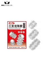 SMT714 - Combo 3 bao dương vật silicon có gai trong suốt dài 56mm