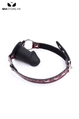 SMT1102 - Penis gag giả da PU với dương vật giả silicon dài 7.5cm