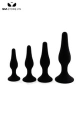 SMT1263 - Phích cắm hậu môn bằng silicon mềm mại màu đen có 3 size