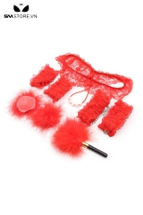 SMT1599 - Bộ đồ 5 món trói tay chân, quần lót, roi và dán ngực