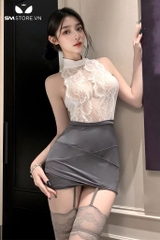 SMS562 - Set đồ ngủ cosplay thư ký với váy xuyên thấu ôm body