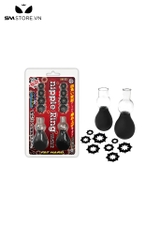 SMT691 - Hút núm vú silicon có gai màu đen với 4 cặp núm khác nhau