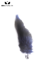 SMT1065 - Đuôi cáo cosplay đen tím với phích cắm hậu môn inox dài 43cm