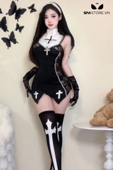 SMS563 - Váy ba lỗ cosplay sơ kết hợp xuyên thấu ren hoa quyến rũ