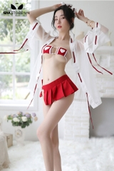 SMS697 - Set đồ ngủ với áo choàng kimono có bikini 2 mảnh gợi cảm