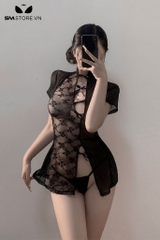 SMS588 - Đồ ngủ cổ xưa sườn xám xuyên thấu ren hoa quyến rũ